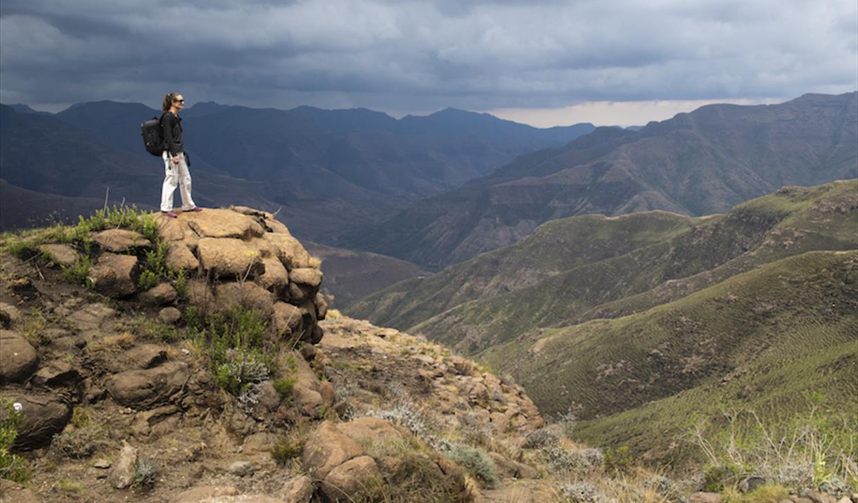 Hike lesotho mountains view spectacular waterfall adventure nature