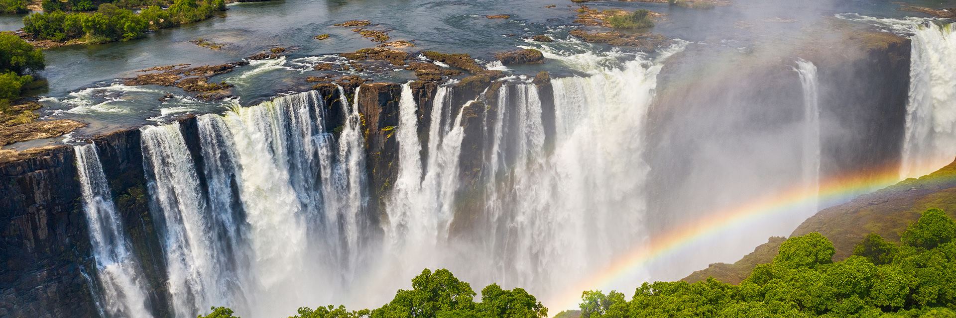 Visit the iconic waterfalls in the Zambezi River